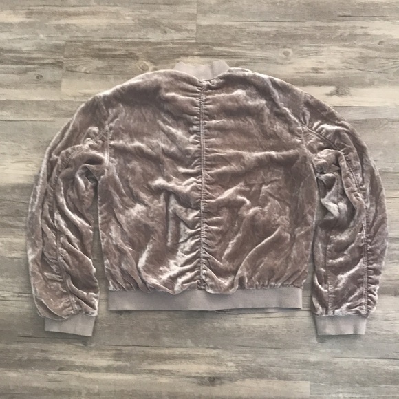 Free People Ruched Crushed Velvet Bomber Jacket XS - Picture 11 of 15